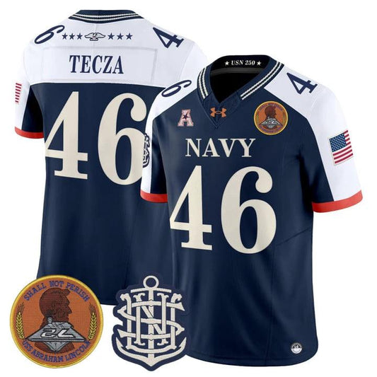 Alex Tecza Jersey #46 Navy Midshipmen 250th Anniversary Stitched by My Store NCAA Football Jerseys