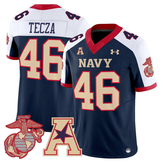 Alex Tecza Jersey #46 Navy Midshipmen Vapor USMC Premier Stitched by My Store NCAA Football Jerseys