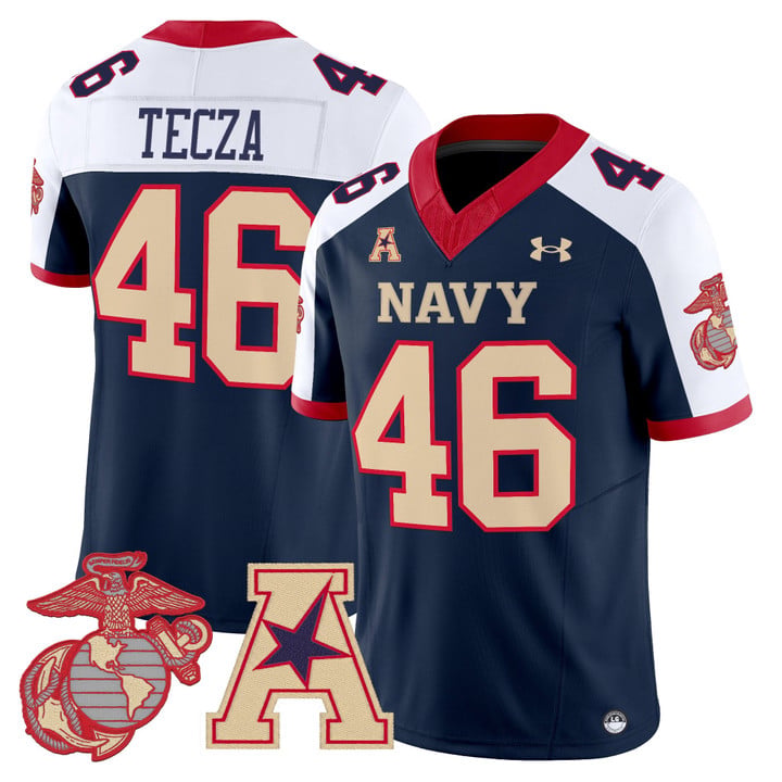 Alex Tecza Jersey #46 Navy Midshipmen Vapor USMC Premier Stitched by My Store NCAA Football Jerseys