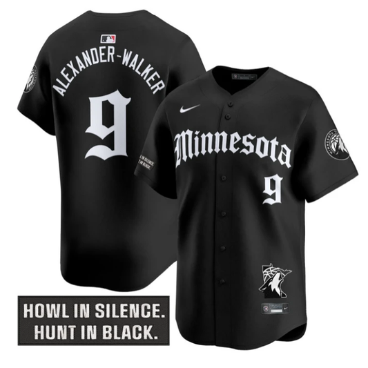 Alexander-Walker Jersey #9 Minnesota Timberwolves Gothic North Howl Black by My Store