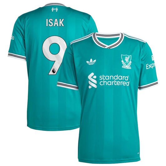Alexander Isak 9 Liverpool 2025-26 Third Match Jersey – Aqua by Soccer Jersey