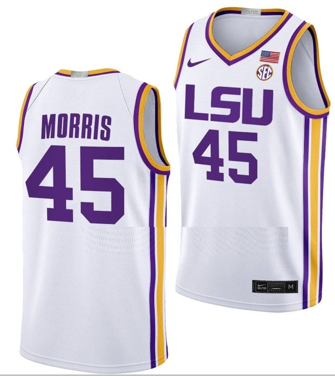Alexis Morris Jersey LSU Tigers College Basketball White #45 by My store basketball