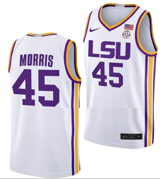 Alexis Morris Jersey LSU Tigers College Basketball White #45 by My store basketball