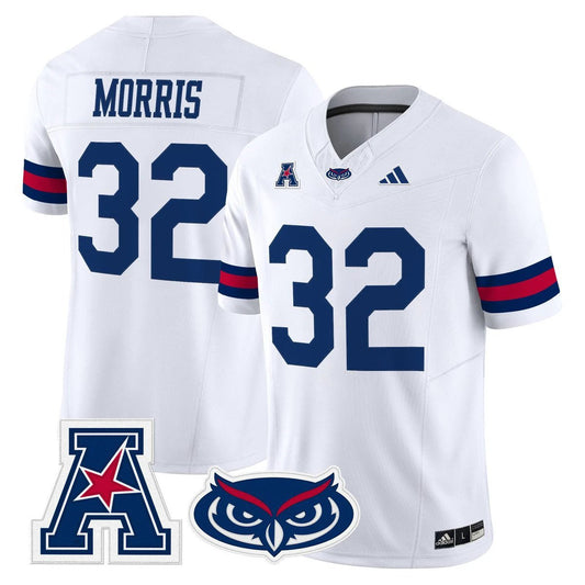 Alfred Morris Jersey #32 Florida Atlantic Owls 2025 All Stitched White by My Store NCAA Football Jerseys