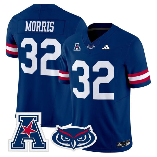 Alfred Morris Jersey #32 Florida Atlantic Owls 2025 All Stitched Blue by My Store NCAA Football Jerseys