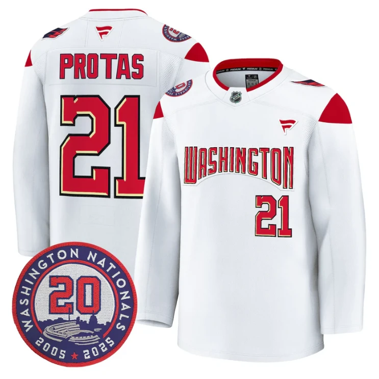 Aliaksei Protas Jersey #21 Washington Capitals 20th Anniversary Seasons Stitched by Hockey David