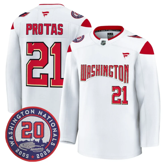 Aliaksei Protas Jersey #21 Washington Capitals 20th Anniversary Seasons Stitched by Hockey David