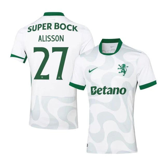 Alisson Santos 27 Sporting CP 2025-26 Third Match Jersey – White by Soccer Jersey