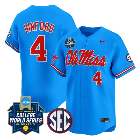 Aliyah Binford Jersey #4 Ole Miss Rebels Softball 2025 World Series Stitched Blue by My Store