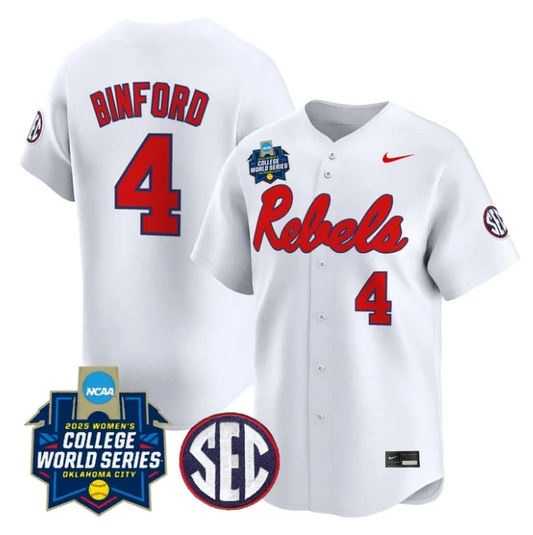 Aliyah Binford Jersey #4 Ole Miss Rebels Softball 2025 World Series Stitched White by My Store