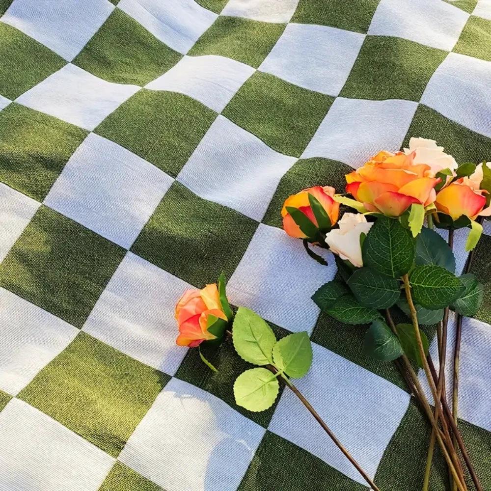 All-Season Checkered Picnic Blanket with Fringe by Casa & Beyond