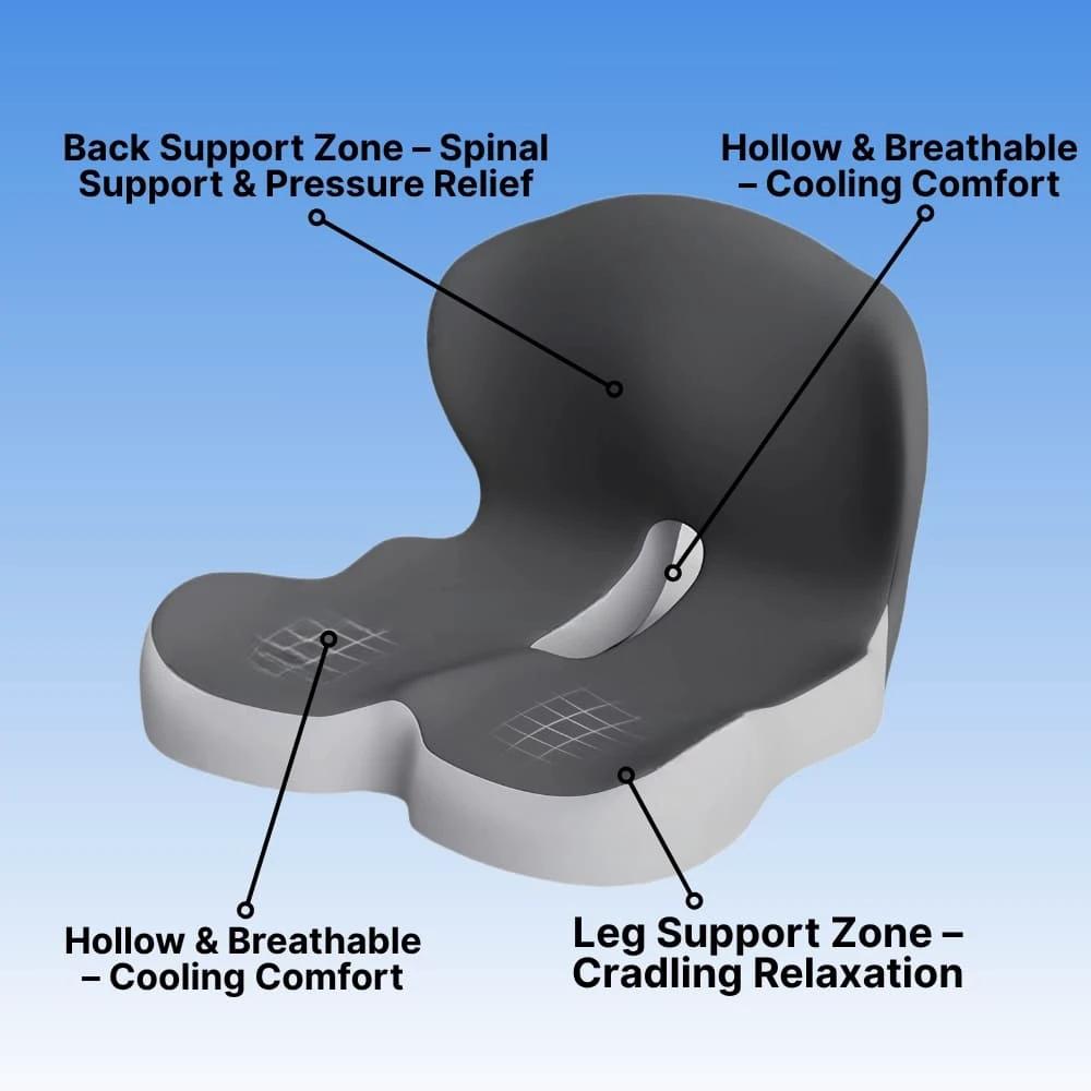 All-in-One Orthopedic Memory Foam Seat - Cushion Seat and Back Cushion for Pain Relief and Comfort by BowLift