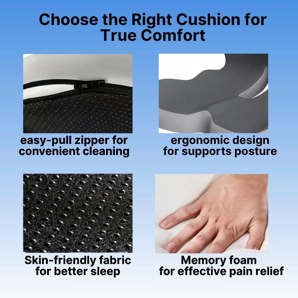 All-in-One Orthopedic Memory Foam Seat - Cushion Seat and Back Cushion for Pain Relief and Comfort by BowLift