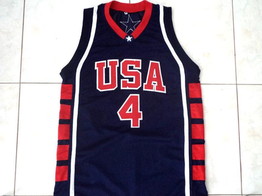 Allen Iverson Jersey #4 Team USA Basketball Navy Blue by My store basketball