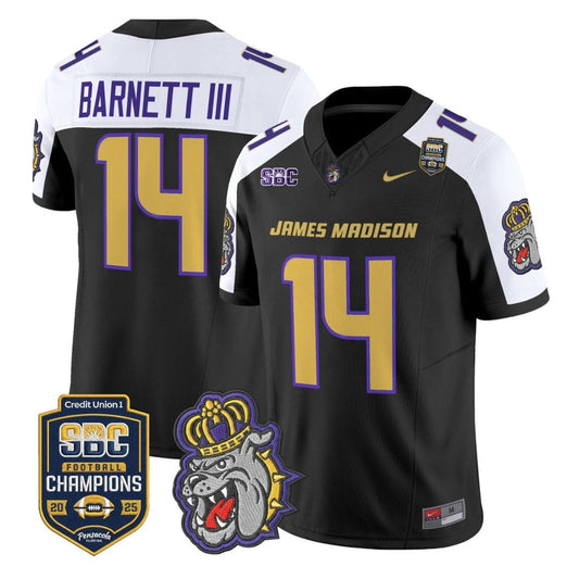 Alonza Barnett III Jersey #14 James Madison Dukes 2025 SBC Champions Black Alternate by NCAA Football Jersey