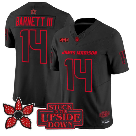 Alonza Barnett III Jersey #14 James Madison Dukes Stranger Things Edition by NCAA Football Jersey