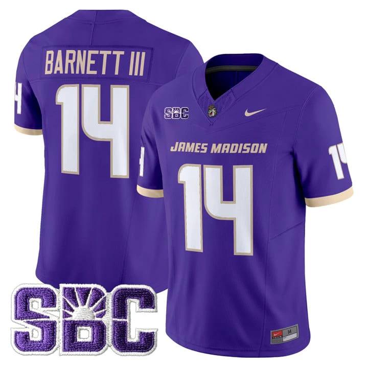 Alonza Barnett III Jersey #14 James Madison Dukes 2025 Vapor Limited Stitched by My Store NCAA Football Jerseys