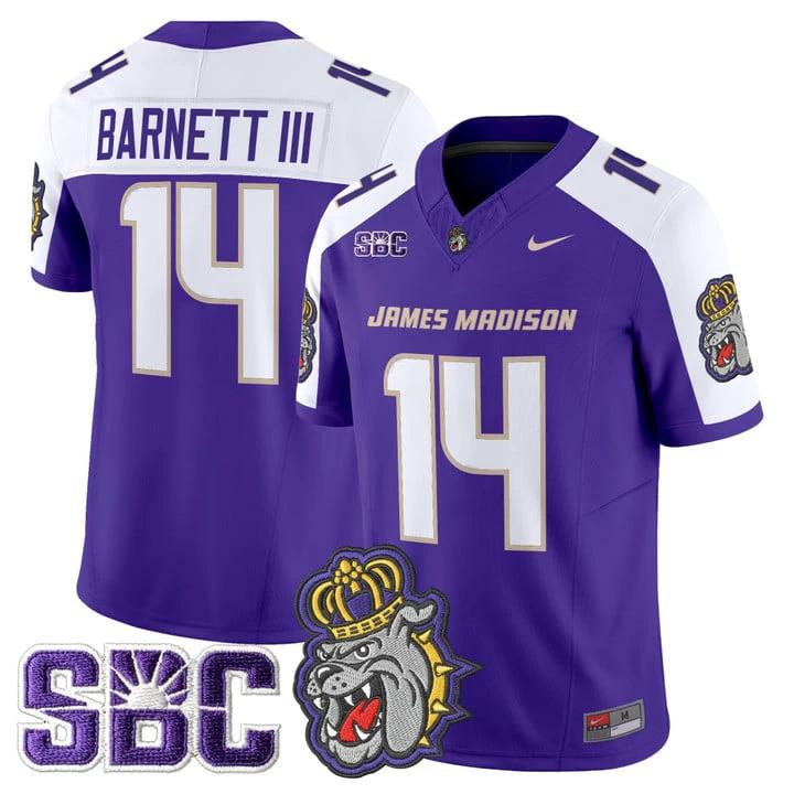 Alonza Barnett III Jersey #14 James Madison Dukes 2025 Vapor Limited Stitched by My Store NCAA Football Jerseys