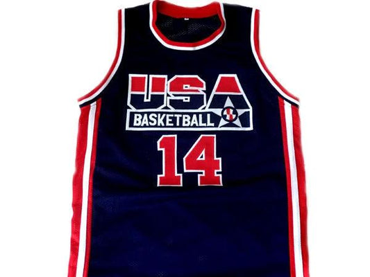 Alonzo Mourning Jersey #14 Team USA Basketball Navy Blue by My store basketball