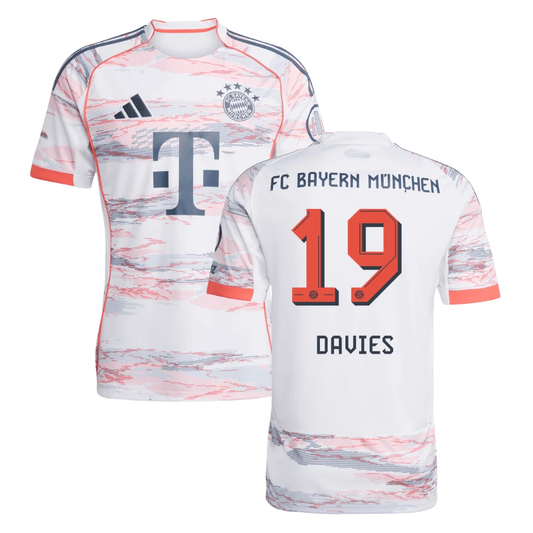 Bayern Munich Away GAlphonso Davies #19 Bayern Munich 2025-26 Away Men Jersey – WhiteNABRY 7 Jersey 2025-26 (Copy) by Soccer Jersey
