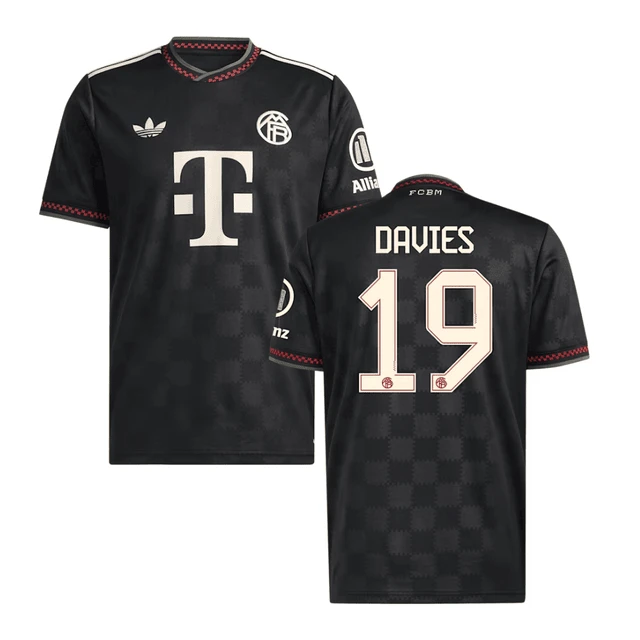 Alphonso Davies #19 Bayern Munich 2025-26 Third Men Jersey – Black by Soccer Jersey