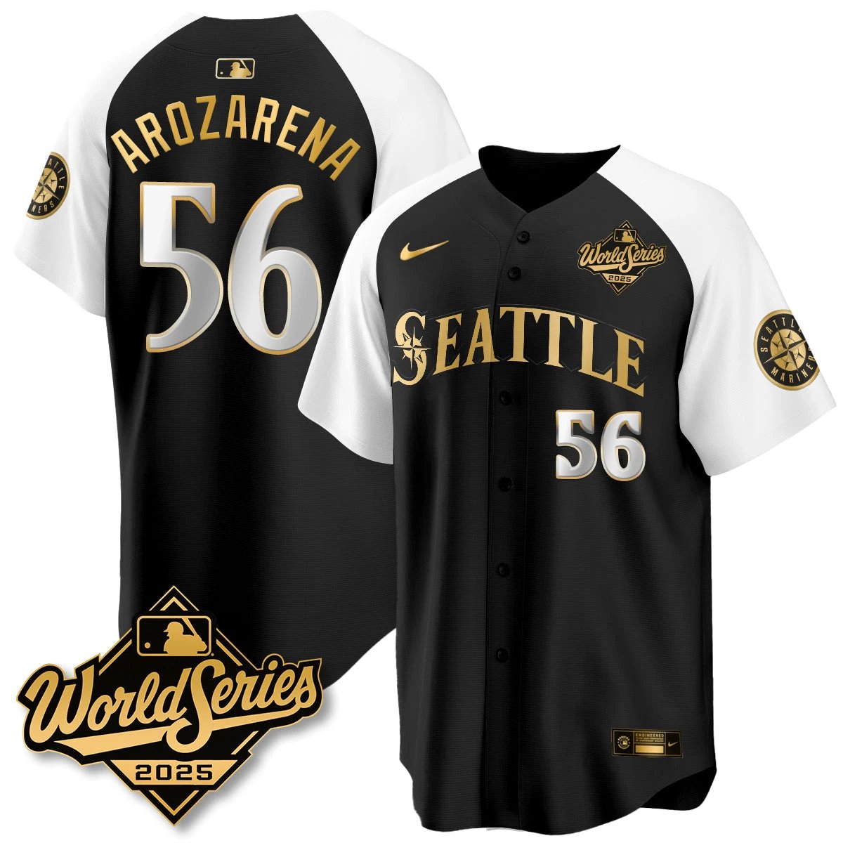 Seattle Mariners 2025 World Series Gold Jersey - All Stitched by Seattle Mariners