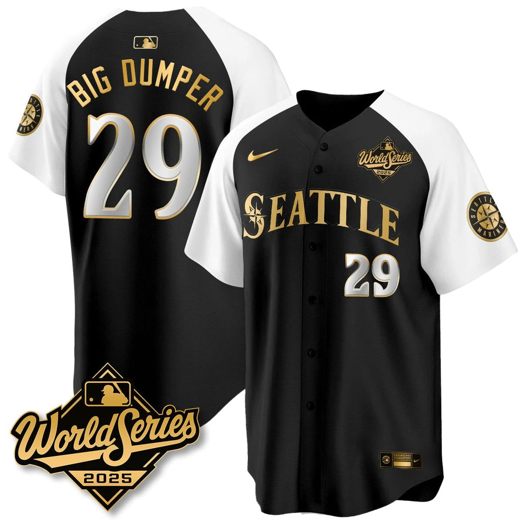Seattle Mariners 2025 World Series Gold Jersey - All Stitched by Seattle Mariners