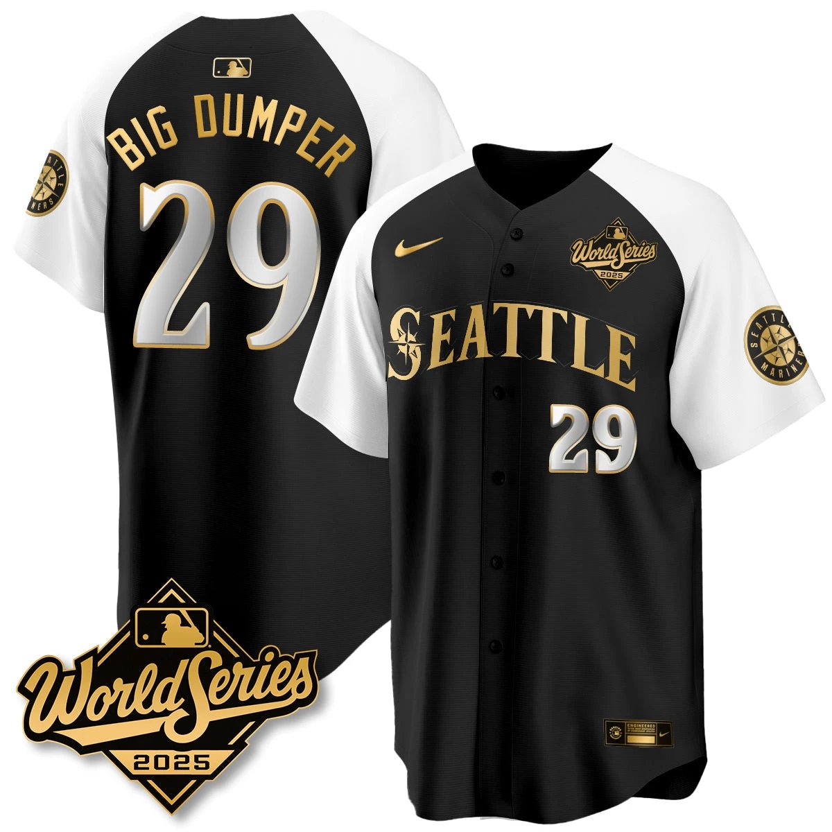 Seattle Mariners 2025 World Series Gold Jersey - All Stitched by Seattle Mariners