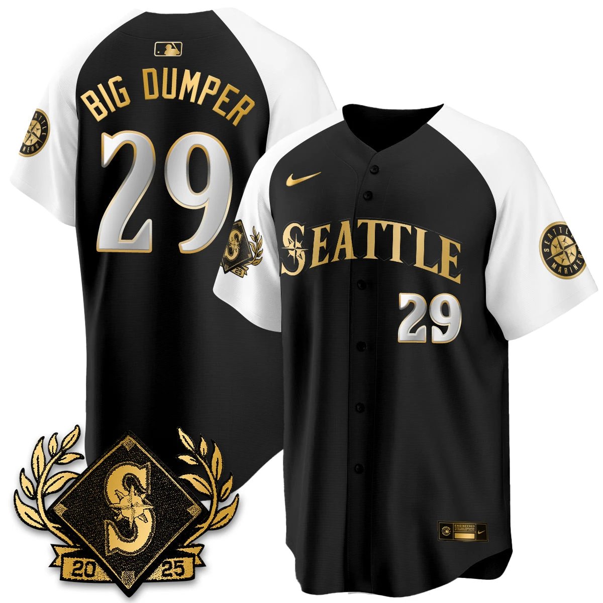 Seattle Mariners 2025 Series Gold Champions Jersey - All Stitched by Seattle Mariners
