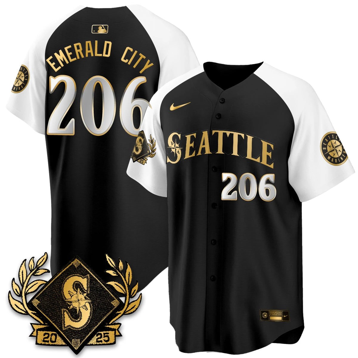 Seattle Mariners 2025 Series Gold Champions Jersey - All Stitched by Seattle Mariners