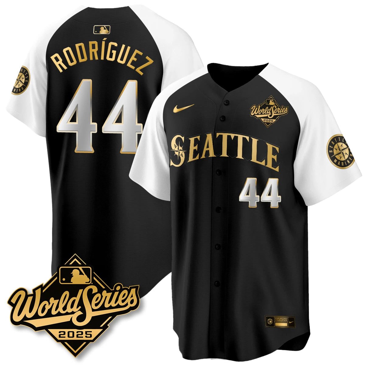 Seattle Mariners 2025 World Series Gold Jersey - All Stitched by Seattle Mariners