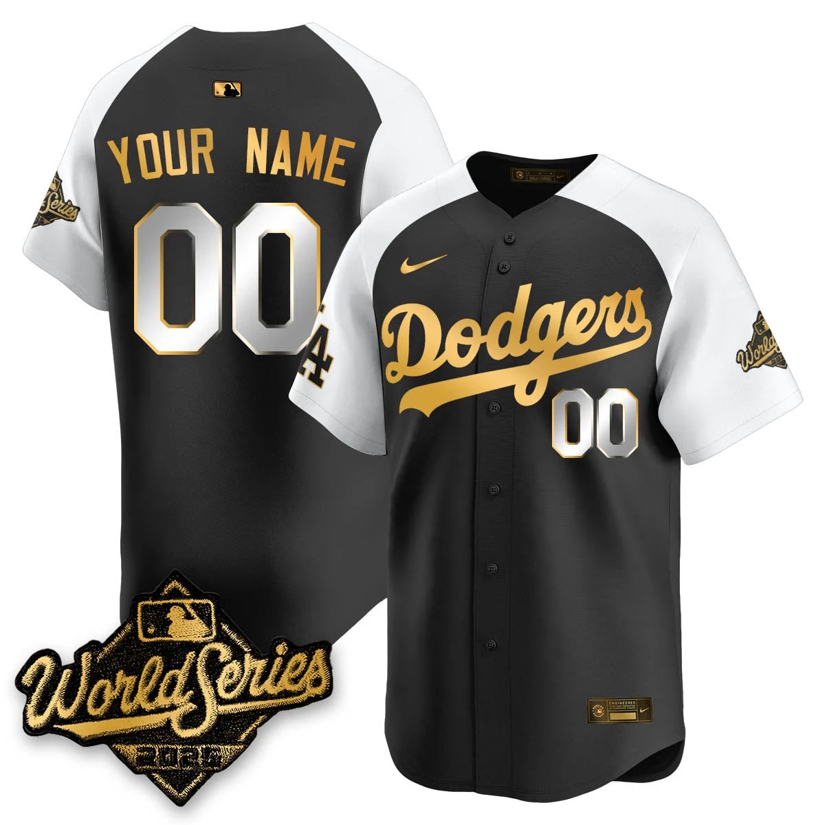Los Angeles Dodgers 2025 World Series Gold Custom Jersey - All Stitched by Los Angeles Dodgers