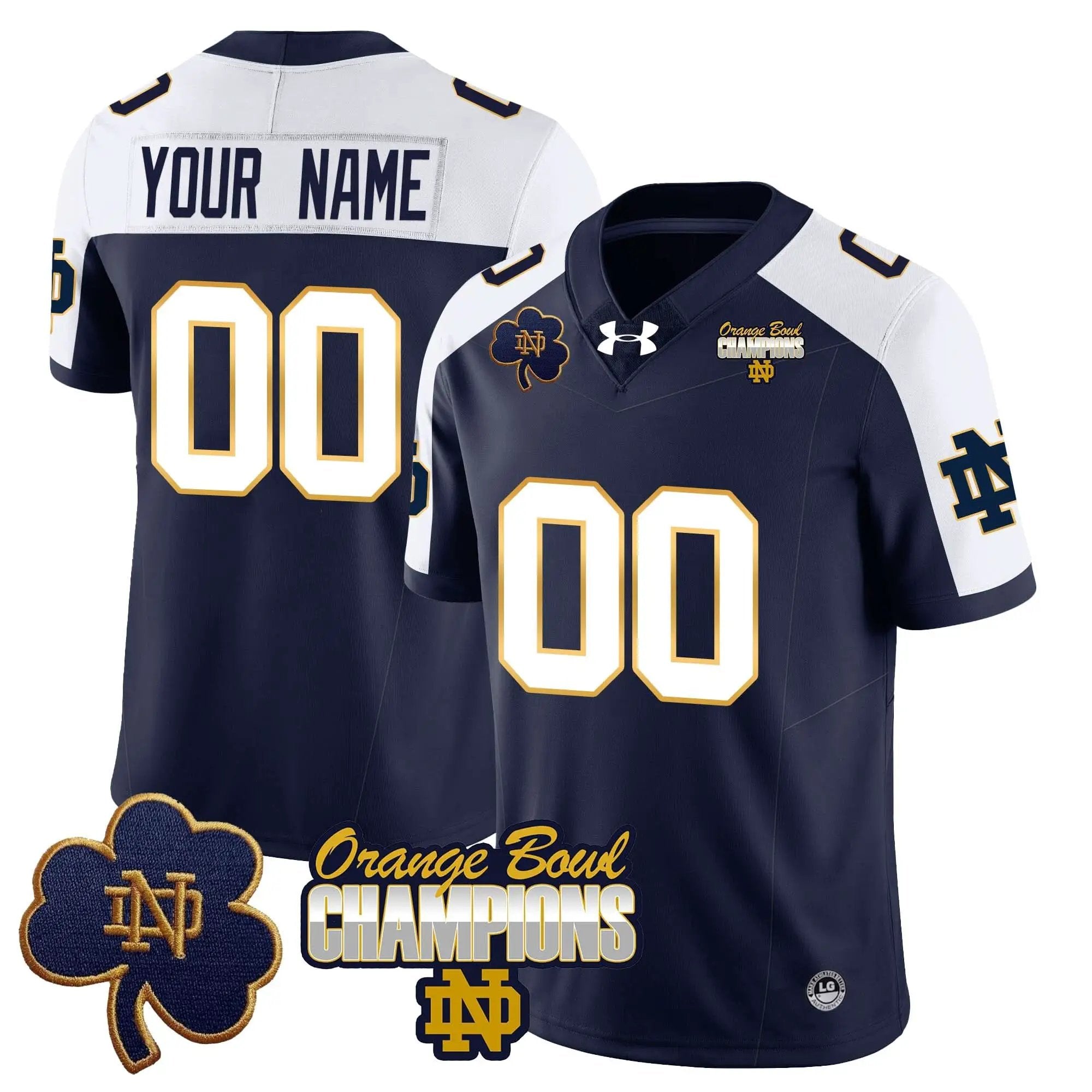 Custom NDFI 2025 Orange Bowl Champions Jersey by Notre Dame Fighting Irish