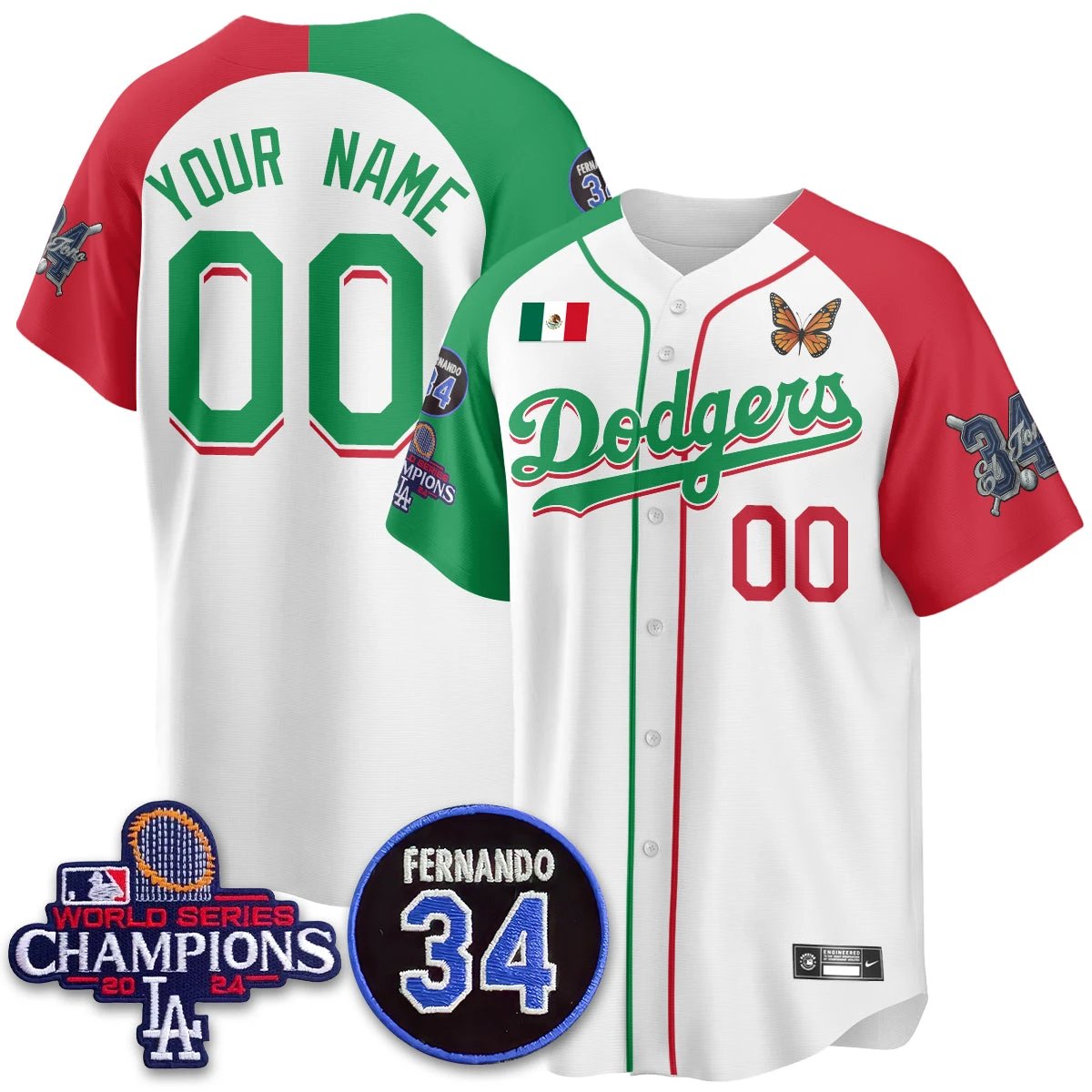 Los Angeles Dodgers Mexican "For 34" Custom Jersey - All Stitched by Los Angeles Dodgers
