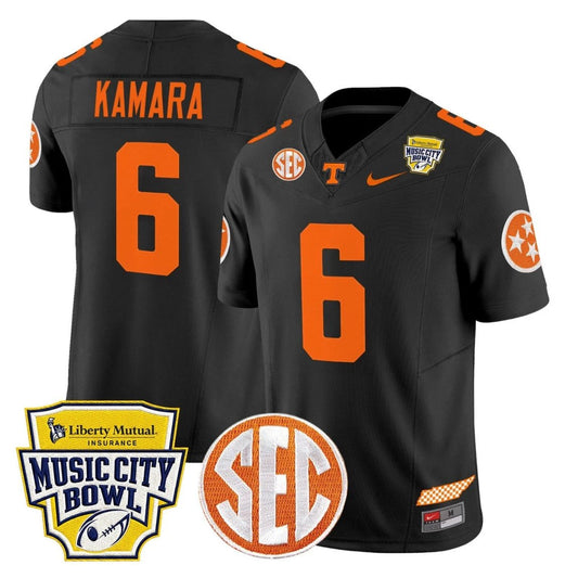 Alvin Kamara Jersey #6 Tennessee Vols 2025 Music City Bowl Stitched Black by NCAA Football Jersey