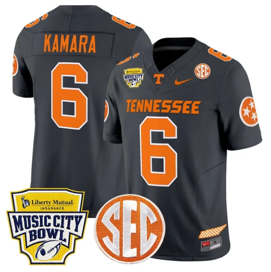 Alvin Kamara Jersey #6 Tennessee Vols 2025 Music City Bowl Stitched Grey by NCAA Football Jersey