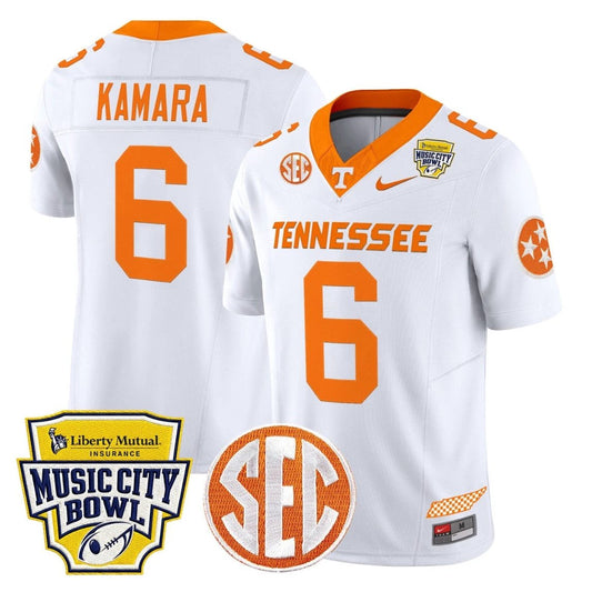 Alvin Kamara Jersey #6 Tennessee Vols 2025 Music City Bowl Stitched White by NCAA Football Jersey