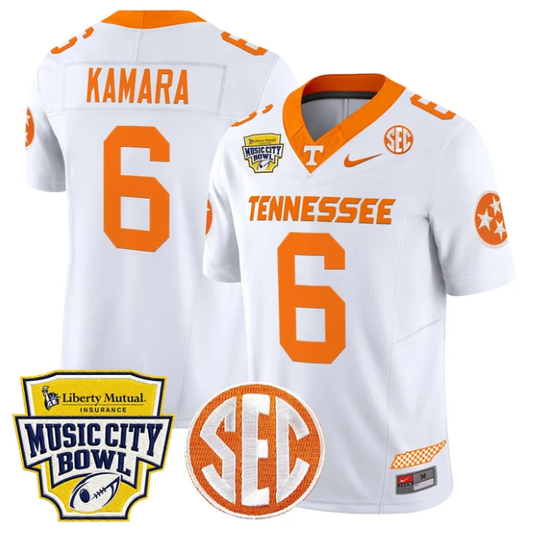 Alvin Kamara Jersey #6 Tennessee Vols 2025 Music City Bowl Stitched White by NCAA Football Jersey