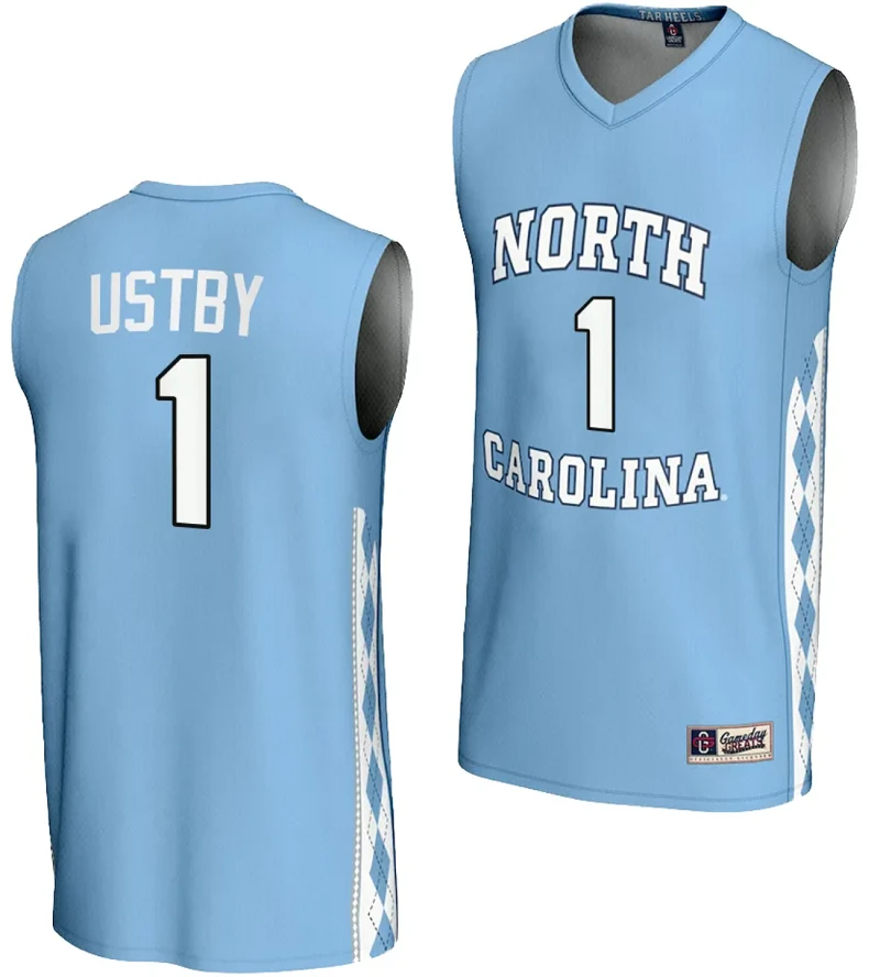 Alyssa Ustby Jersey #1 UNC Tar Heels Basketball Lightweight Blue by My store basketball