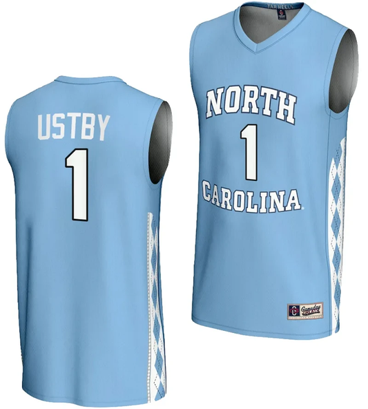 Alyssa Ustby Jersey #1 UNC Tar Heels Basketball Lightweight Blue by My store basketball