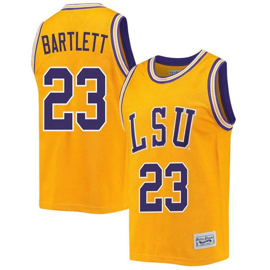 Amani Bartlett Jersey LSU Tigers Basketball 2023 NCAA College Retro Gold #23 by My store basketball