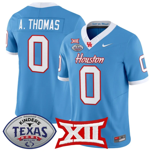 Amare Thomas Jersey #0 Houston Cougars 2025 Texas Bowl Stitched Blue by NCAA Football Jersey
