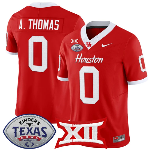 Amare Thomas Jersey #0 Houston Cougars 2025 Texas Bowl Stitched Red by NCAA Football Jersey