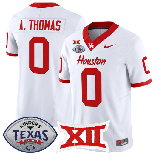 Amare Thomas Jersey #0 Houston Cougars 2025 Texas Bowl Stitched White by NCAA Football Jersey
