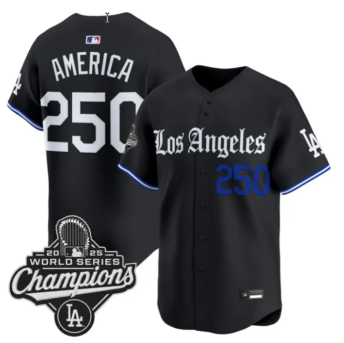 America Jersey #250 Los Angeles Dodgers Gothic Edition Premier Stitched by My Store