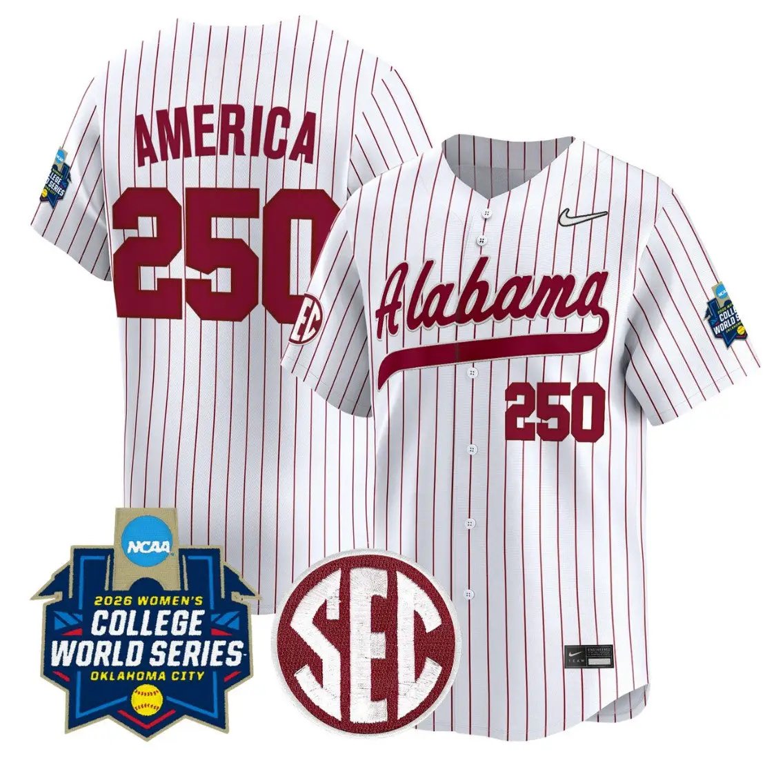 America Jersey #250 Alabama Softball 2026 World Series Stitched by My Store