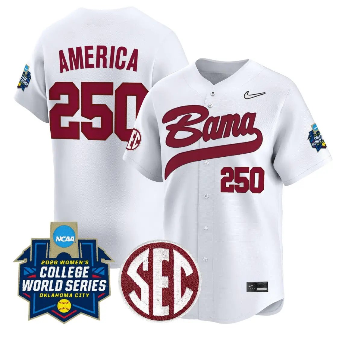 America Jersey #250 Alabama Softball 2026 World Series Stitched by My Store