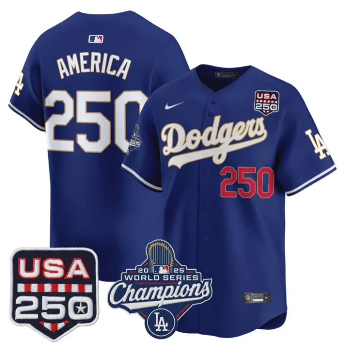 America Jersey #250 Dodgers 2025 World Series Champions 250 America Stitched by My Store