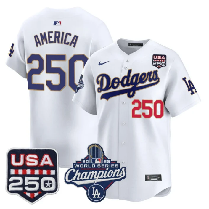 America Jersey #250 Dodgers 2025 World Series Champions 250 America Stitched by My Store