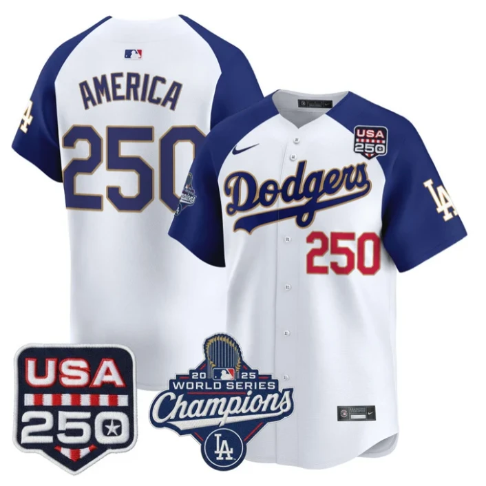 America Jersey #250 Dodgers 2025 World Series Champions 250 America Stitched by My Store